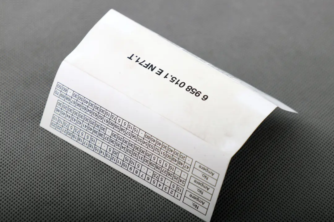 Carte clé Attribution de l'emplacement des groupes de fusibles pour BMW E90 à propos du numéro de pièce 6958015 BMW E90 Carte clé Attribution de l'emplacement des groupes de fusibles - SKU 6958015 - Numéro de pièce 6958015