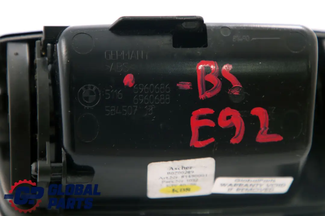 Centre Console Rear Ashtray Tray Diamant Black to BMW 3 Series E92 E93 with Part number 6960686 BMW 3 Series E92 E93 Centre Console Rear Ashtray Tray Diamant Black - SKU 6960686-3 - Part number 6960686