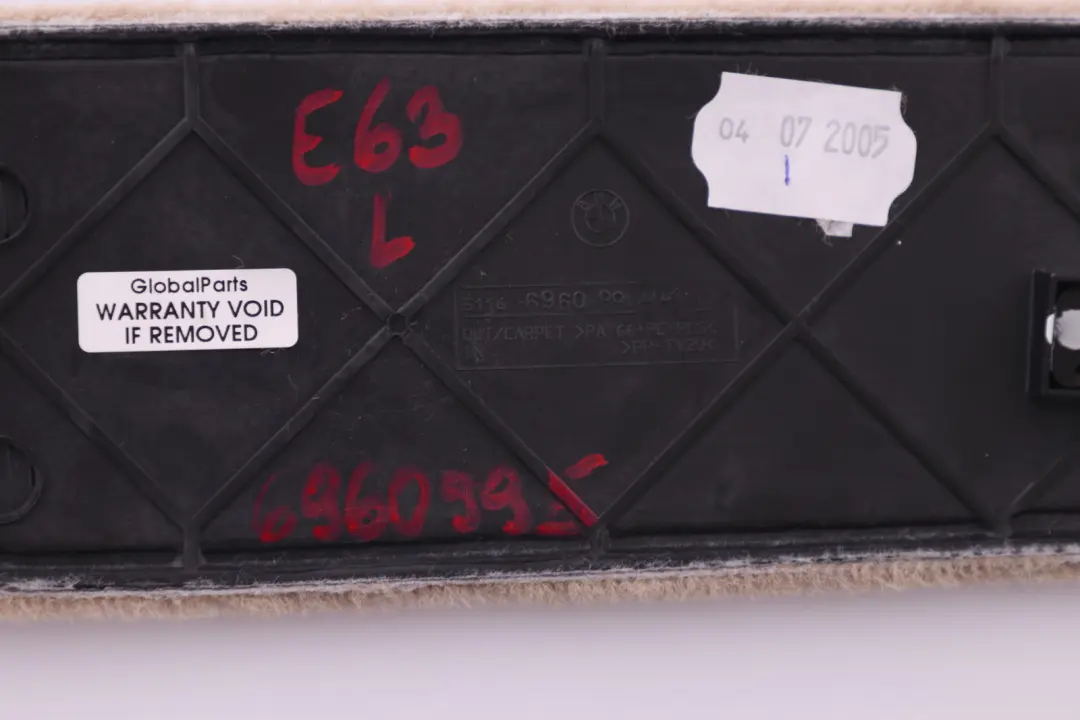 Left Centre Console Trim Panel N/S Beige 6960991 to BMW 6 Series E63 E64 Rear with Part number 6960995 BMW 6 Series E63 E64 Rear Left Centre Console Trim Panel N/S Beige 6960991 - SKU 6960995 - Part number 6960995