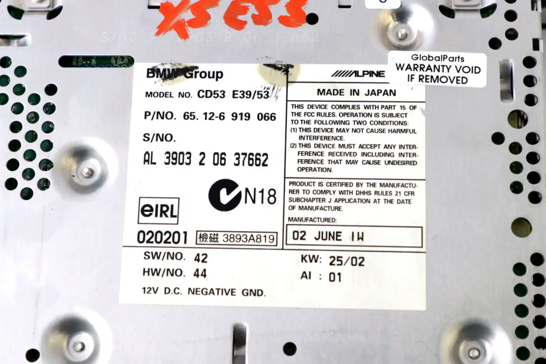 Radio Business CD Player to BMW 5 X5 Series E39 E53 with Part number 6961218 BMW 5 X5 Series E39 E53 Radio Business CD Player - SKU 6961218 - Part number 6961218