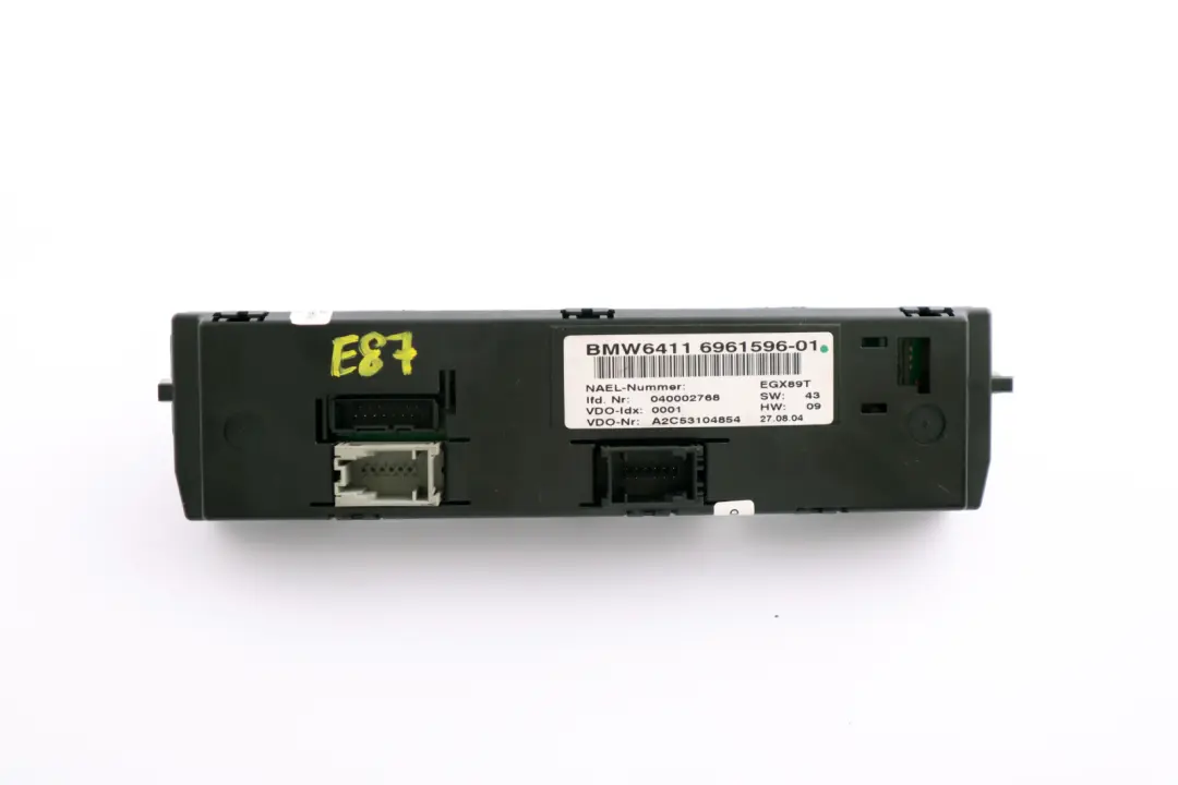 Heater Control Panel Black to BMW 1 Series E87 E87N LCI Manual with Part number 6961596 BMW 1 Series E87 E87N LCI Manual Heater Control Panel Black - SKU 6961596 - Part number 6961596