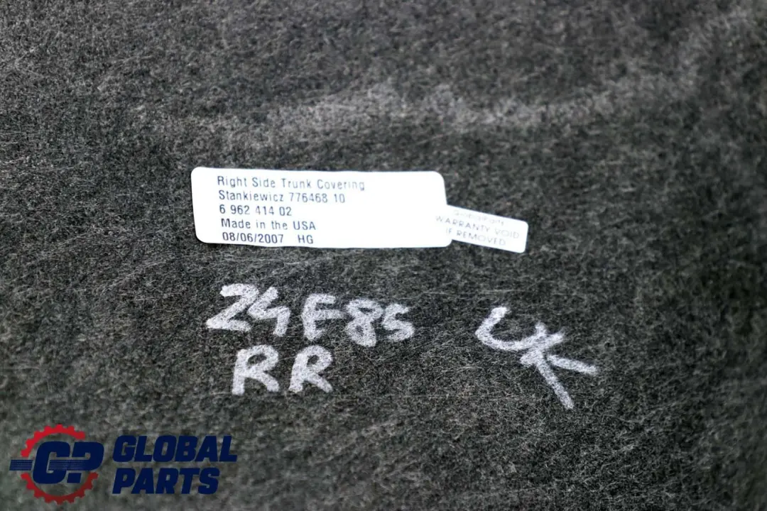 Verkleidung Gepäckraum Rechts für BMW Z4 er E85 mit Teilenummer 6962414 BMW Z4 er E85 Verkleidung Gepäckraum Rechts - SKU 6962414 - Teilenummer 6962414