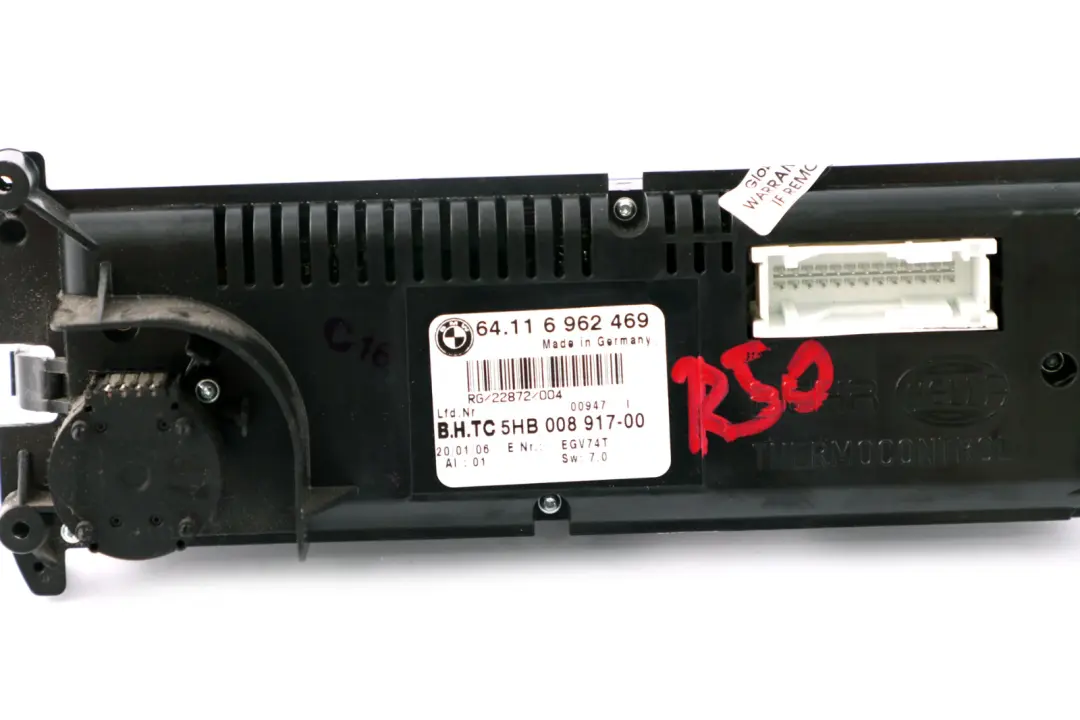 Heizungsautomatik Bedienfeld Klimaanlage A/C für Mini R50 R52 mit Teilenummer 6962469 Mini R50 R52 Heizungsautomatik Bedienfeld Klimaanlage A/C - SKU 6962469 - Teilenummer 6962469