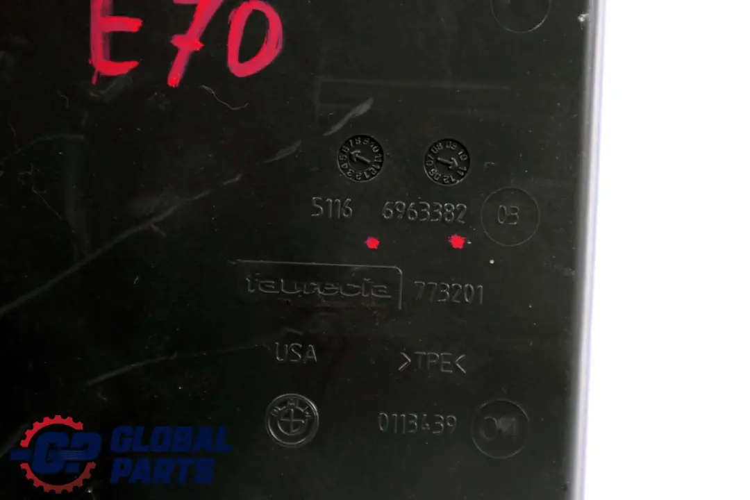 Oddments Bandeja Consola Central Piso Mat Velours para BMW X5 X6 E70 E71 con número de pieza 6963382 BMW X5 X6 E70 E71 Oddments Bandeja Consola Central Piso Mat Velours - SKU 6963382 - Número de pieza 6963382