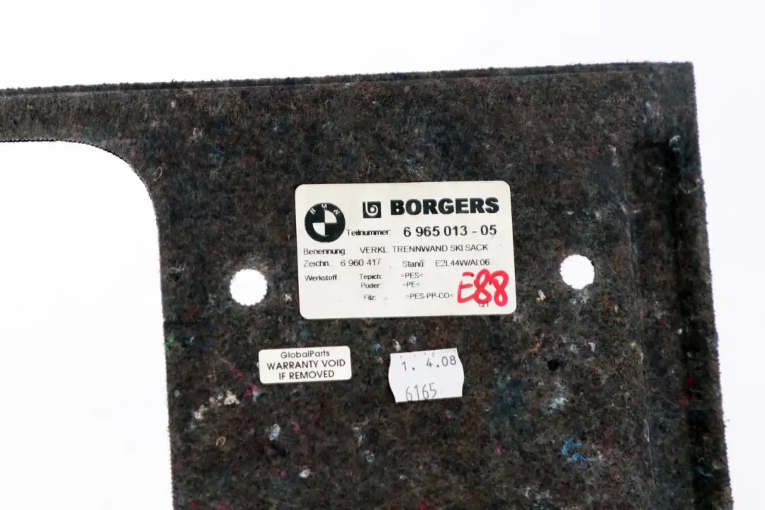 Wykładzina Przegrody do BMW E88 o numerze 6965013 BMW E88 Wykładzina Przegrody - SKU 6965013 - Numer Części 6965013