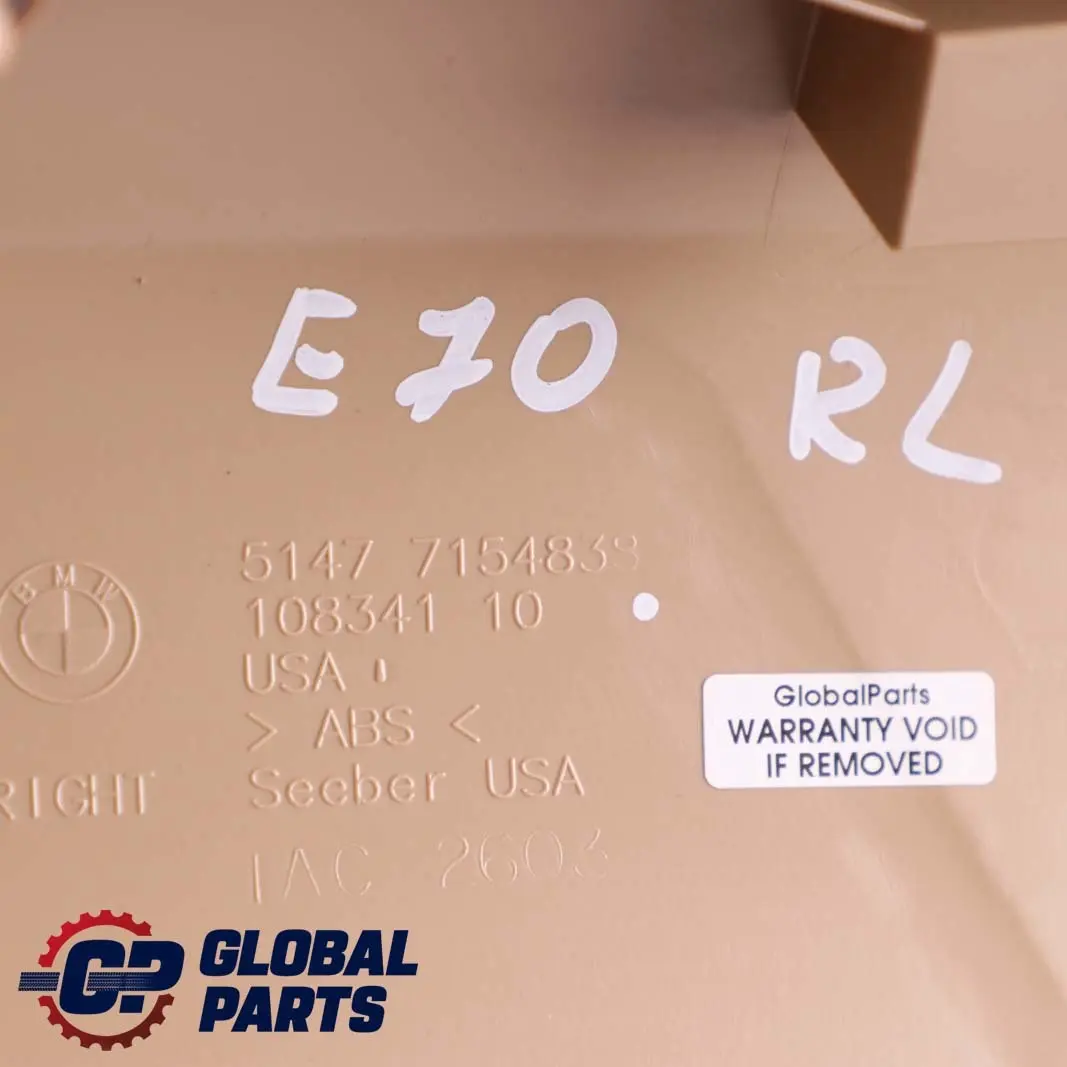 BMW X5 Series E70 Cover D-Pillar Trim Rear Right O/S Savannabeige 7154838