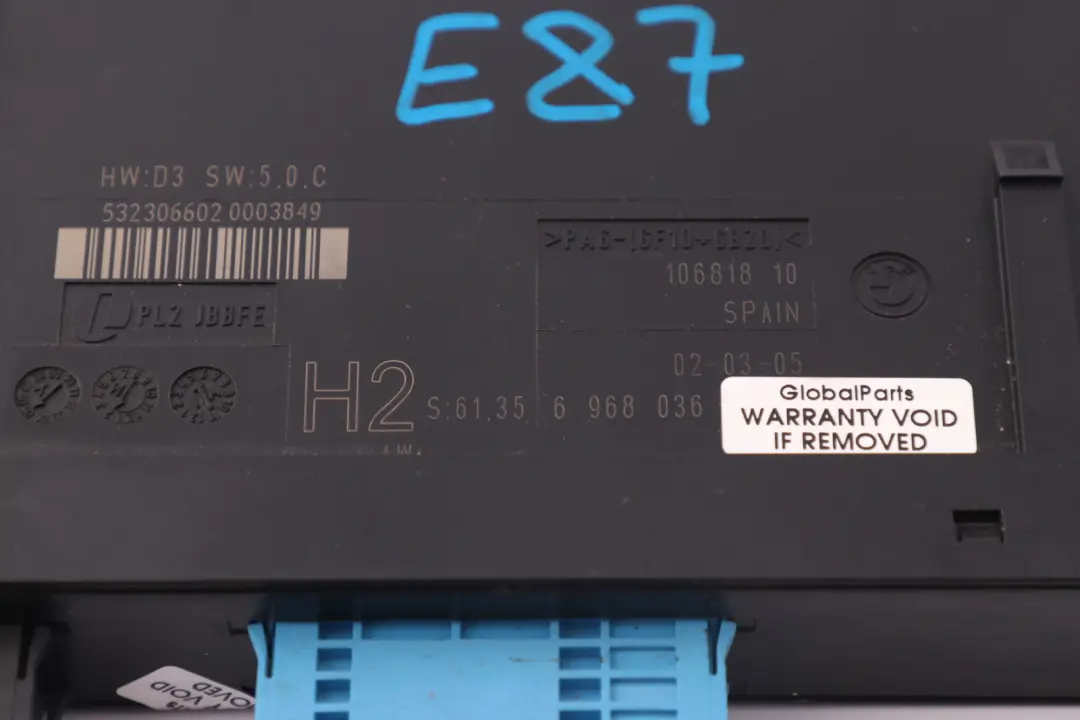 BMW Serie 1 E87 Unidad Módulo Control Carrocería H2 PL2 JBBFE - SKU 6968036 - Número de pieza 6968036