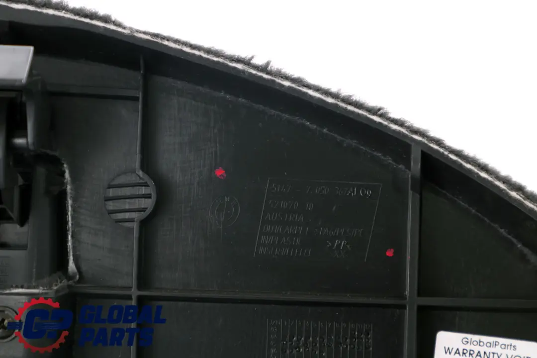 Trunk Rear Carpet Flap Boot Left N/S Black 7050367 to BMW E61 E61 LCI with Part number 6968331 BMW E61 E61 LCI Trunk Rear Carpet Flap Boot Left N/S Black 7050367 - SKU 6968331 - Part number 6968331