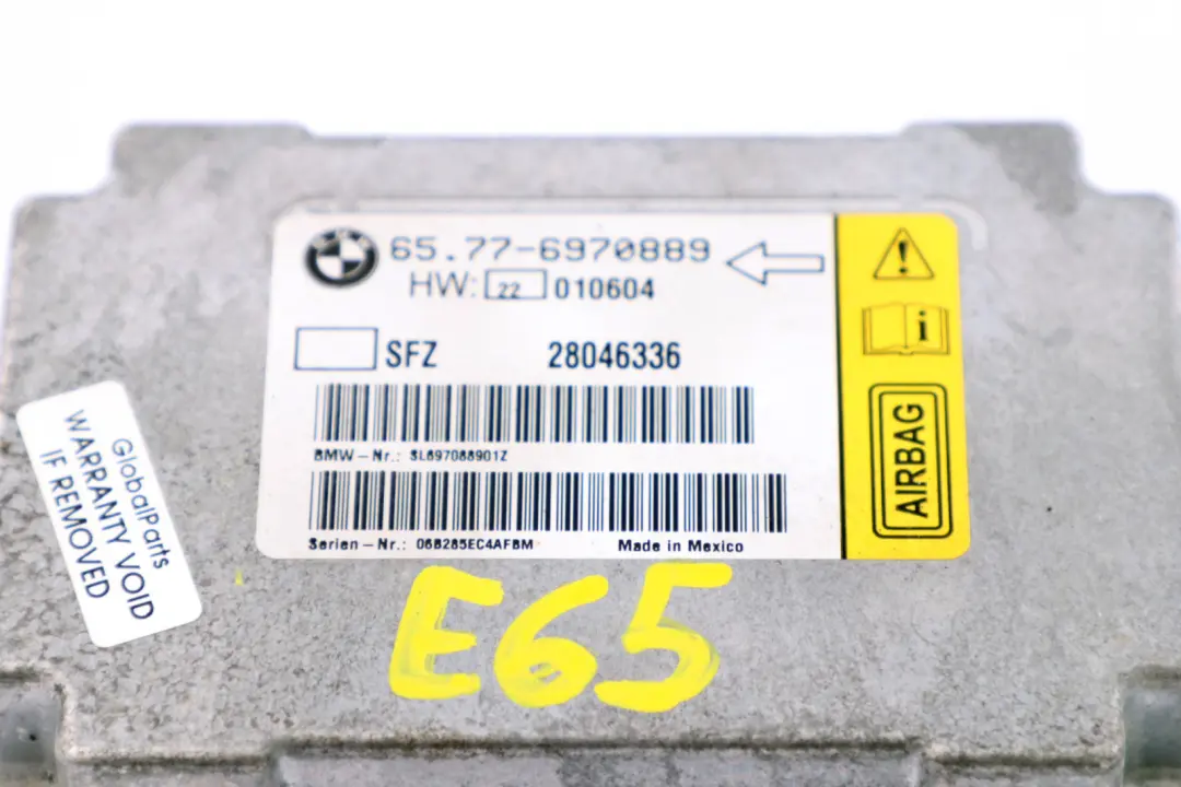 Sensor Fahrzeugmitte Steuergeraet für BMW 7 er E65 E66 E67 mit Teilenummer 6970889 BMW 7 er E65 E66 E67 Sensor Fahrzeugmitte Steuergeraet - SKU 6970889 - Teilenummer 6970889