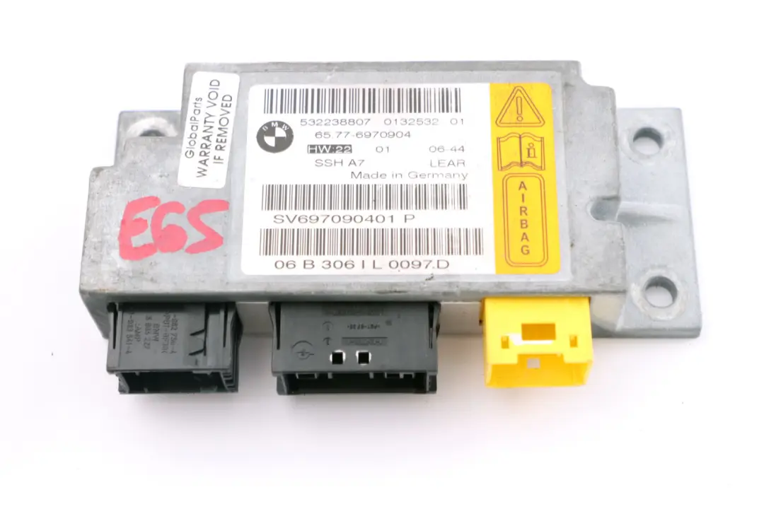 Moduł Sterownik Sensor Airbag do BMW E65 E66 E67 o numerze 6970904 BMW E65 E66 E67 Moduł Sterownik Sensor Airbag - SKU 6970904 - Numer Części 6970904