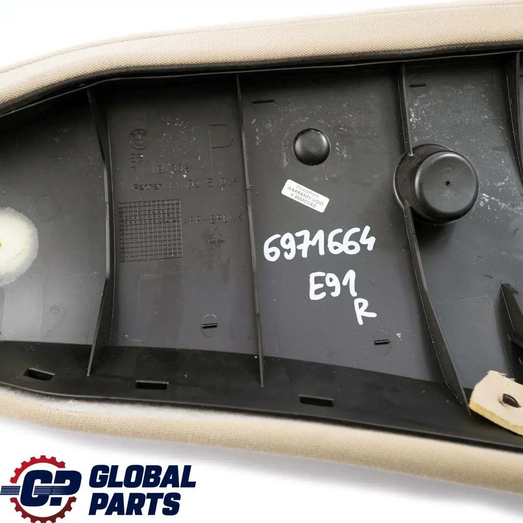 Right O/S Side Finisher Cloth Fluid Beige BMW 3 E91 Touring Rear Seat - SKU 6971664 - Part number 6971664