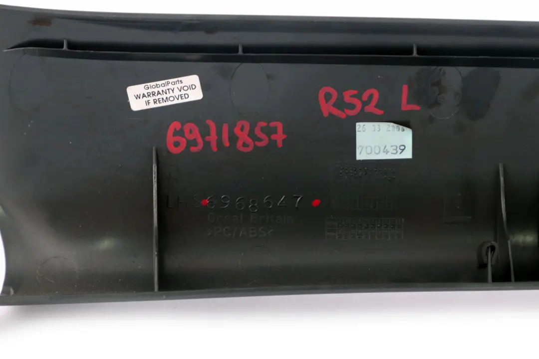 Mini R52 Cabrio Columna A Tapa Embellecedor Negro Pantera Izquierda 6968647 - SKU 6971857 - Número de pieza 6971857