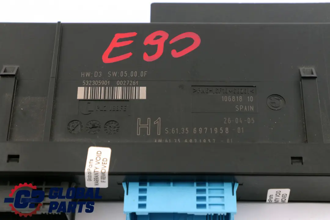 BMW 3 Series E90 ECU Body Control Module H1 PL2 JBBFE Junction Box - SKU 6971958 - Part number 6971958