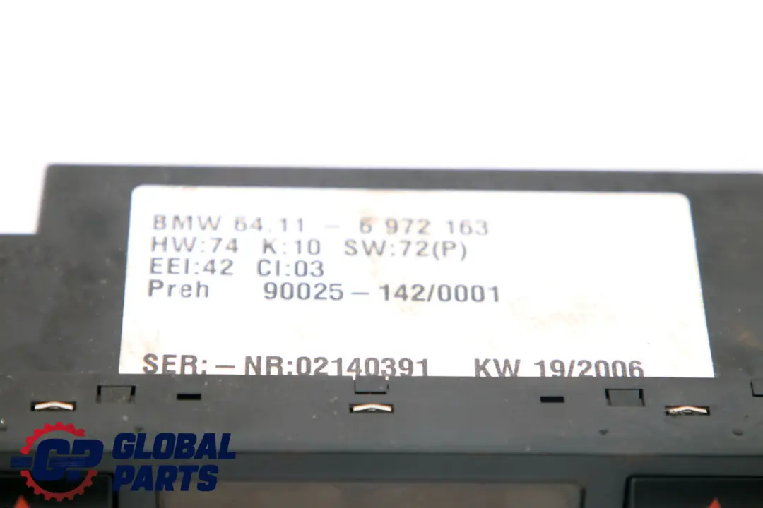 BMW X5 E53 Automático A/C Interruptores de control de aire acondicionado - SKU 6972163 - Número de pieza 6972163