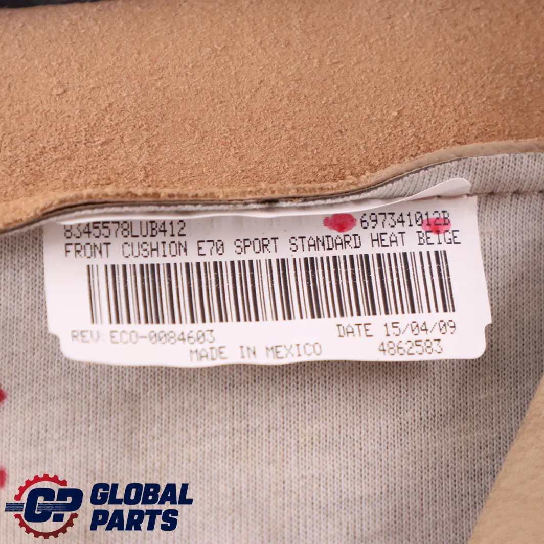 Heated Sport Front Passenger Seat Cover Leather Beige to BMW X5 X6 E70 E71 with Part number 6973410 BMW X5 X6 E70 E71 Heated Sport Front Passenger Seat Cover Leather Beige - SKU 6973410 - Part number 6973410