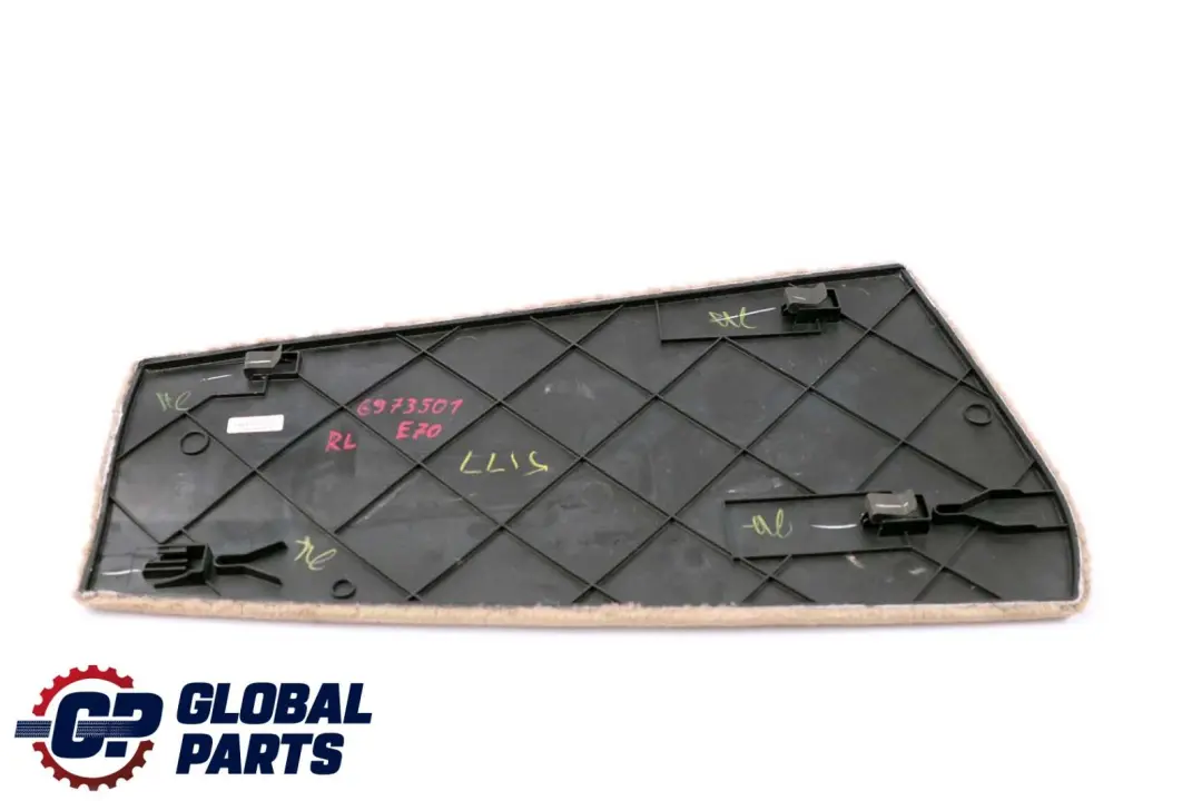 Panel Embellecedor Consola Central Trasera Izquierda Beige para BMW E70 E71 con número de pieza 6963425 BMW E70 E71 Panel Embellecedor Consola Central Trasera Izquierda Beige - SKU 6973501 - Número de pieza 6963425