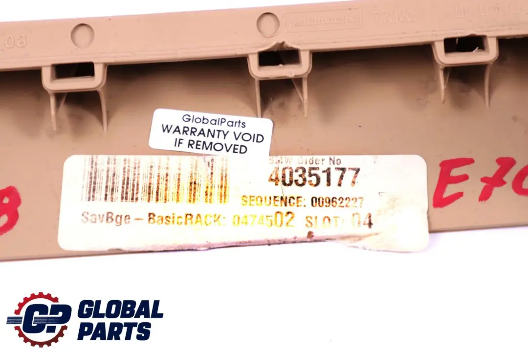 Centre Console Trim Finisher Savanna Beige 6954956 BMW X5 Series E70 Rear Cover - SKU 6973508 - Part number 6973508