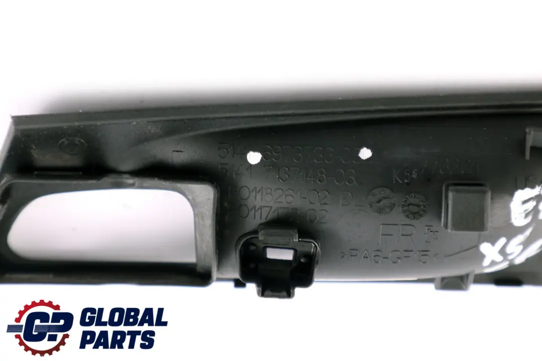 manija De La puerta interior delantera derecha O / Cubierta Trim para BMW E70 con número de pieza 6973736 BMW E70 manija De La puerta interior delantera derecha O / Cubierta Trim - SKU 6973736 - Número de pieza 6973736