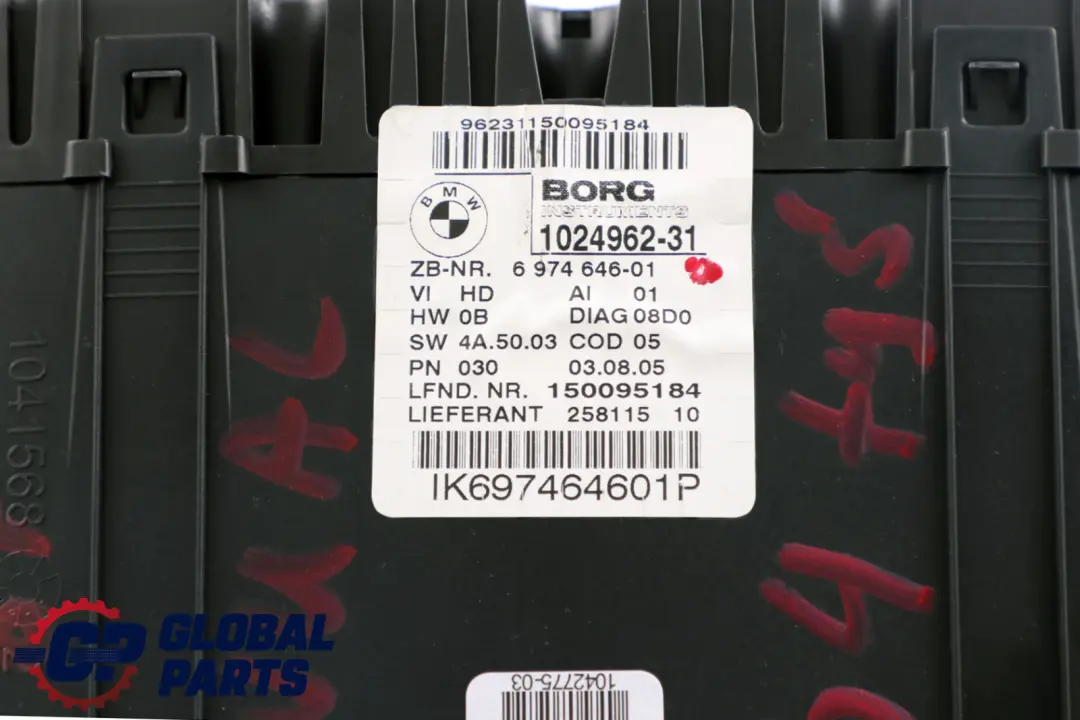 Instrument Cluster Speedo Clocks Petrol Manual to BMW 1 Series E81 E87 E88 with Part number 6974646 BMW 1 Series E81 E87 E88 Instrument Cluster Speedo Clocks Petrol Manual - SKU rhd-6974646 - Part number 6974646