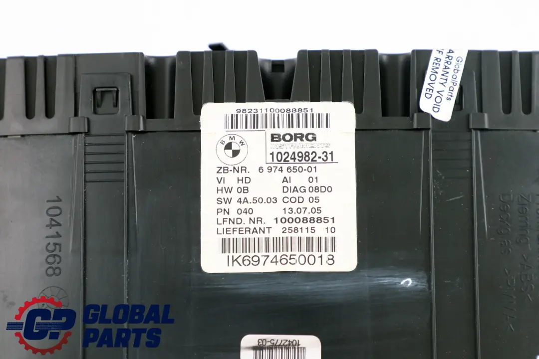 Instrument Cluster Speedo Clocks Manual to BMW 1 Series E81 E87 D Diesel with Part number 6974650 BMW 1 Series E81 E87 D Diesel Instrument Cluster Speedo Clocks Manual - SKU 6974650 - Part number 6974650