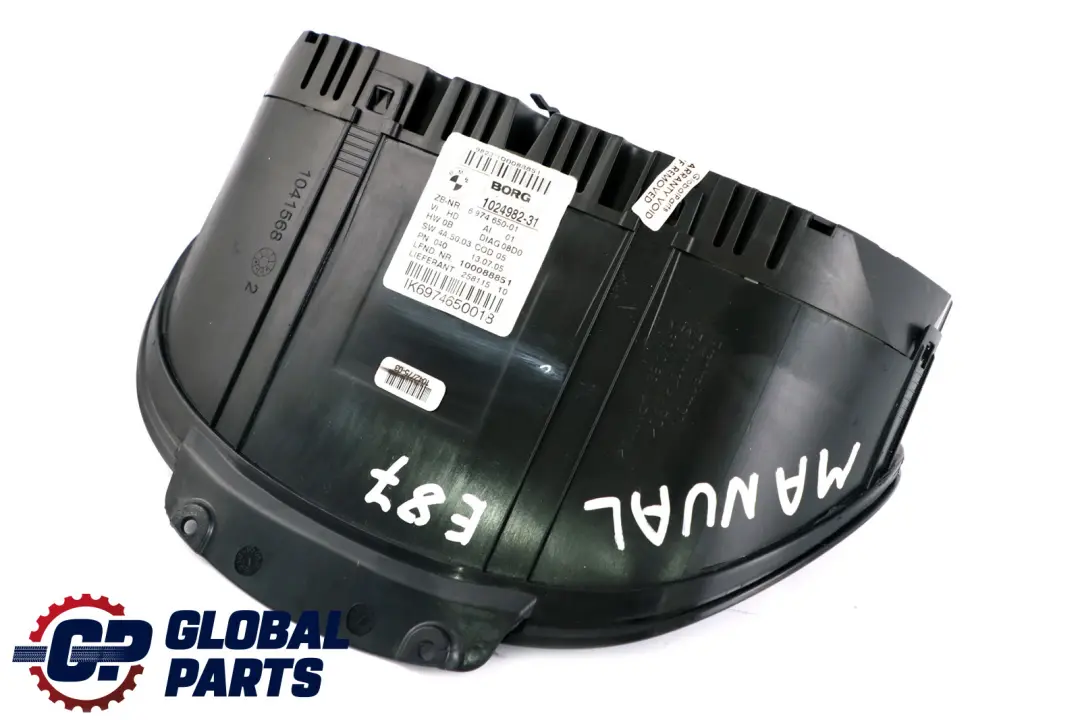 Instrument Cluster Speedo Clocks Manual to BMW 1 Series E81 E87 D Diesel with Part number 6974650 BMW 1 Series E81 E87 D Diesel Instrument Cluster Speedo Clocks Manual - SKU 6974650 - Part number 6974650