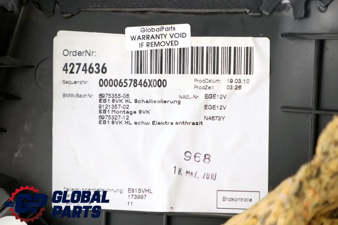 1er E81 Hinten Links Seitliche Verkleidung Stoff Elektra Anthrazit für BMW mit Teilenummer 6975327 BMW 1er E81 Hinten Links Seitliche Verkleidung Stoff Elektra Anthrazit - SKU 6975327 - Teilenummer 6975327