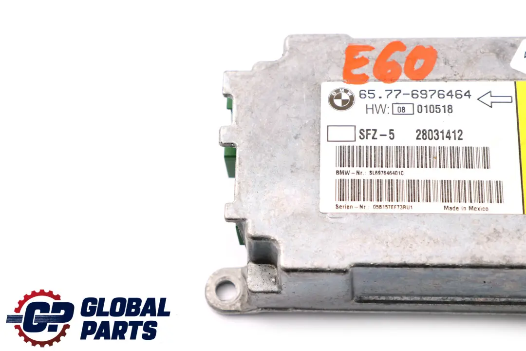 Airbag ECU Control Unit Centre Vehicle Sensor to BMW 5 6 Series E60 E61 E63 with Part number 6941018 BMW 5 6 Series E60 E61 E63 Airbag ECU Control Unit Centre Vehicle Sensor - SKU 6976464 - Part number 6941018