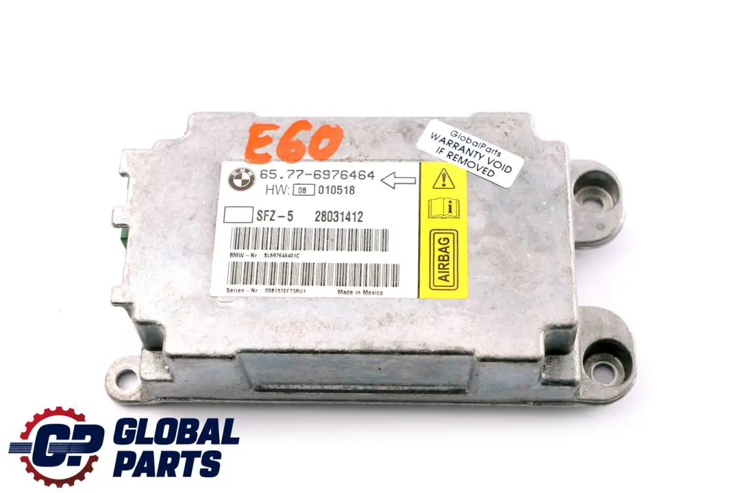 Airbag ECU Control Unit Centre Vehicle Sensor to BMW 5 6 Series E60 E61 E63 with Part number 6941018 BMW 5 6 Series E60 E61 E63 Airbag ECU Control Unit Centre Vehicle Sensor - SKU 6976464 - Part number 6941018