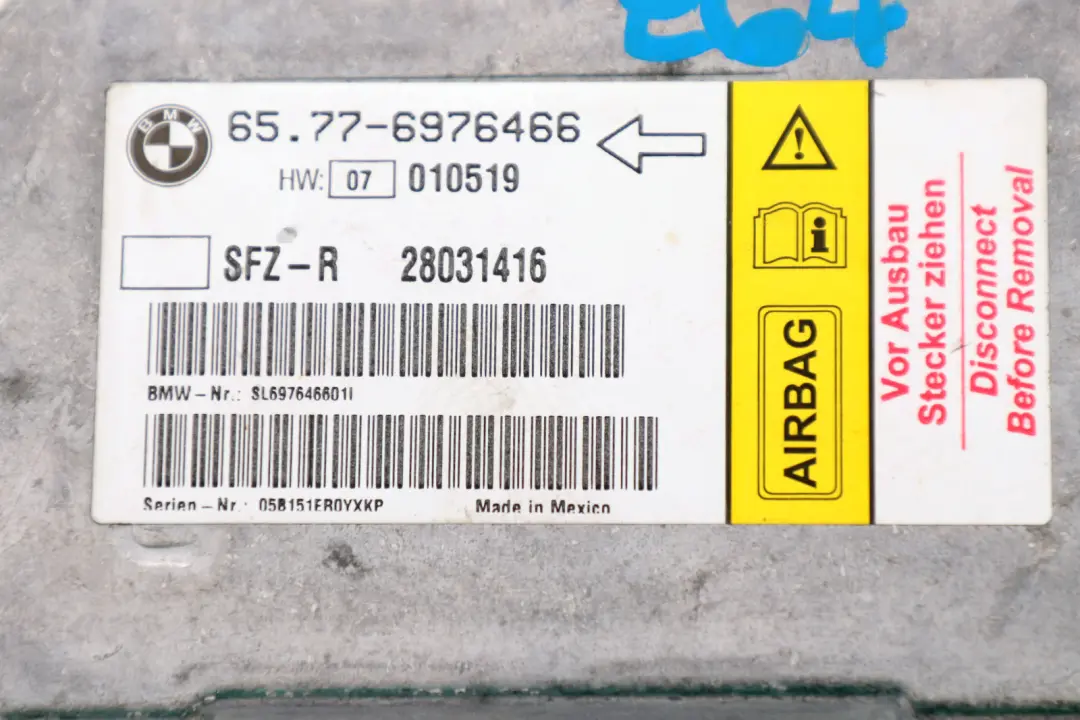 ECU Sensor Steuergerät Fahrzeugzentrum für BMW E64 mit Teilenummer 6976466 BMW E64 ECU Sensor Steuergerät Fahrzeugzentrum - SKU 6976466 - Teilenummer 6976466