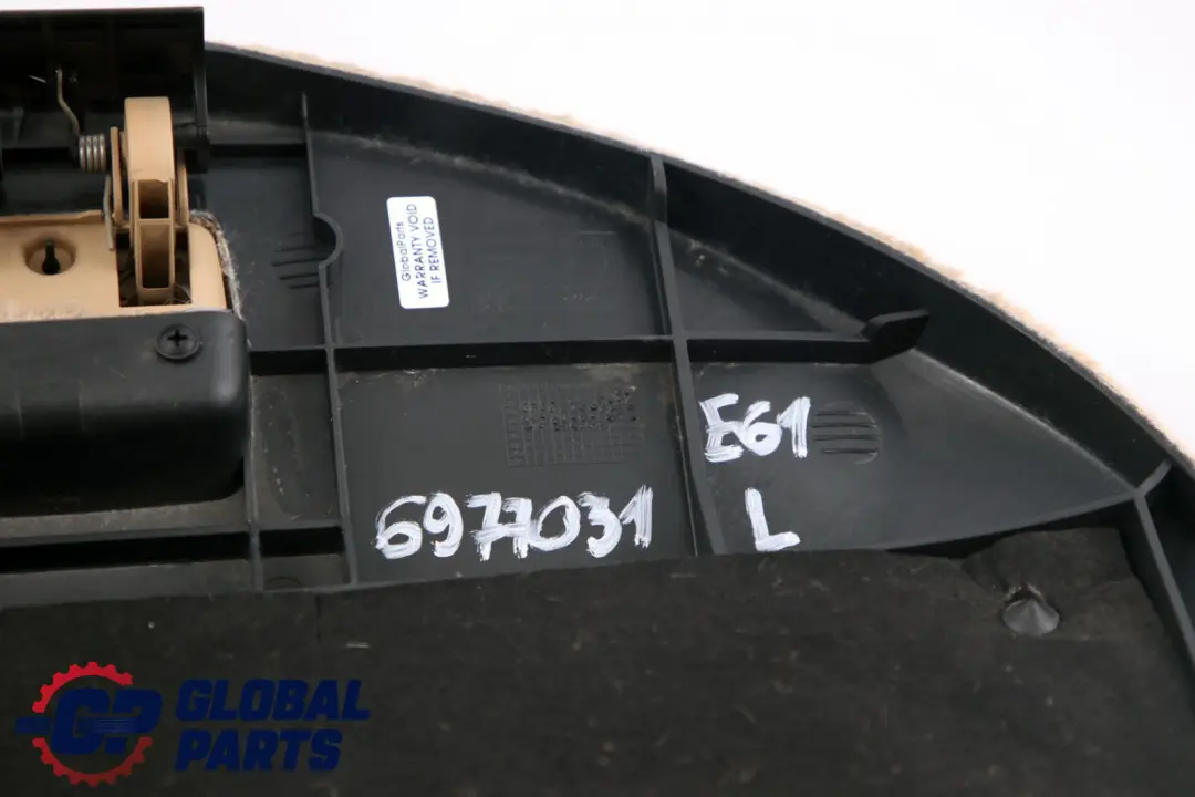 Left N/S Trunk Rear Carpet Flap Boot Beige to BMW 5 Series E61 Touring with Part number 6977031 BMW 5 Series E61 Touring Left N/S Trunk Rear Carpet Flap Boot Beige - SKU 6977031 - Part number 6977031