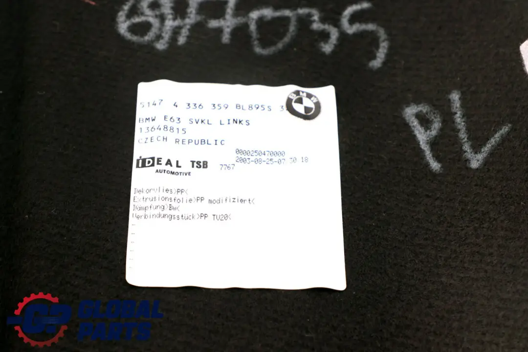 Coupé Coperchio Bagagliaio Sinistro Pannello Copertura Antracite per BMW E63 con numero di parte 6977035 BMW E63 Coupé Coperchio Bagagliaio Sinistro Pannello Copertura Antracite - SKU 6977035 - Numero di parte 6977035
