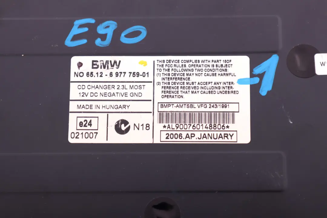 BMW E81 E87 E90 E91 E92 Zmieniarka CD Płyt - SKU 6977759-1 - Numer Części 6977759