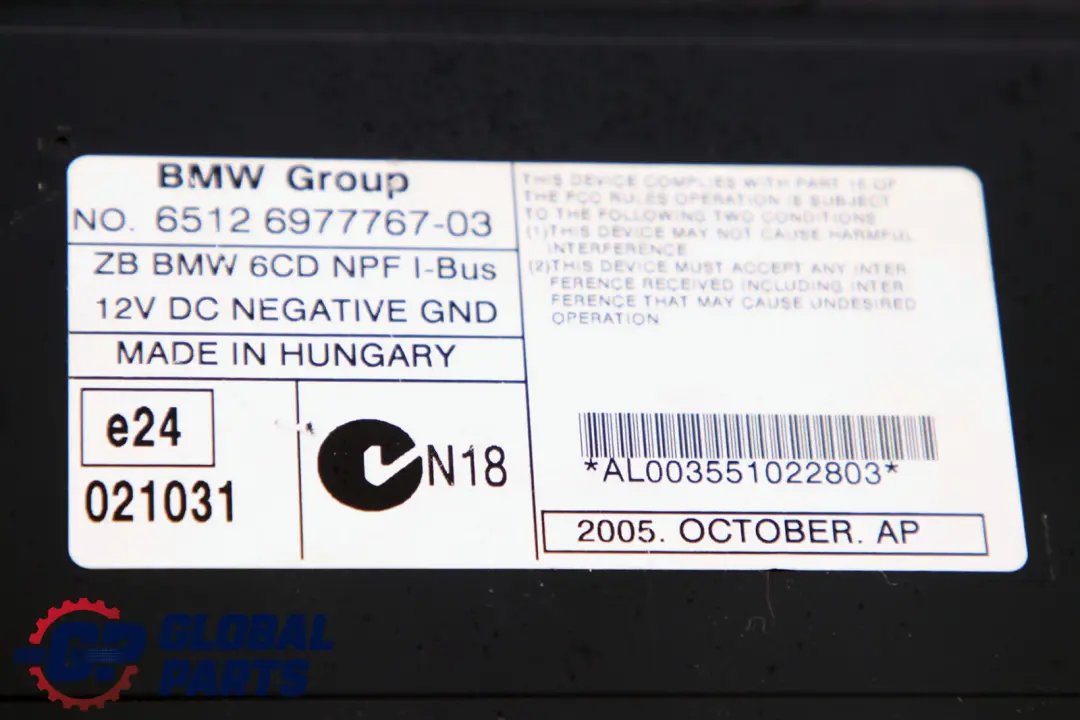 Chargeur De CD 6512 pour Mini Cooper R50 R52 Cabriolet R53 à propos du numéro de pièce 6977767 Mini Cooper R50 R52 Cabriolet R53 Chargeur De CD 6512 - SKU 6977767 - Numéro de pièce 6977767