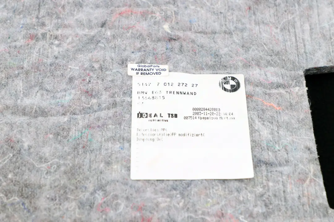 Fila E63 Coupe Divisoria Portabagagli Carenatura Antracite per BMW 6 con numero di parte 6978051 BMW 6 Fila E63 Coupe Divisoria Portabagagli Carenatura Antracite - SKU 6978051 - Numero di parte 6978051