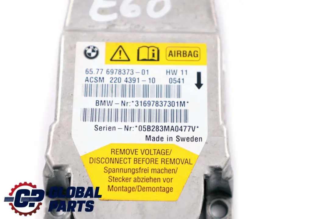 BMW 5 6 Z4 Series E60 E61 E63 E85 E86 ECU Control Unit Module Air Bag - SKU 6978373 - Part number 6978373
