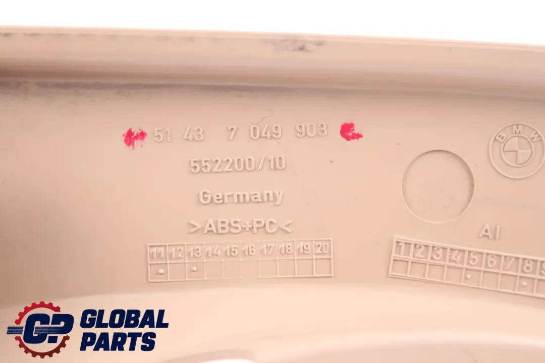 Trim Panel Column Cover Rear Left N/S Beige to BMW 5 Series E61 with Part number 7049903 BMW 5 Series E61 Trim Panel Column Cover Rear Left N/S Beige - SKU 6980013 - Part number 7049903