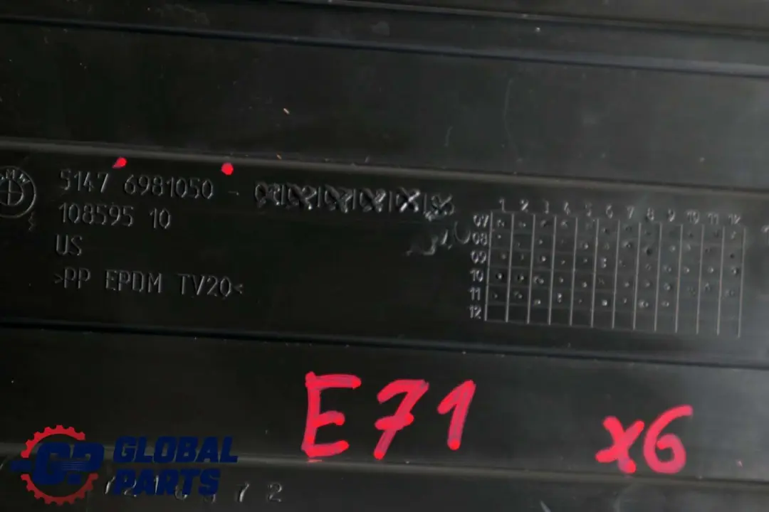 BMW X6 E71 Tylna Schowek Bagażnika Osłona Akumulator - SKU 6981050 - Numer Części 6981050