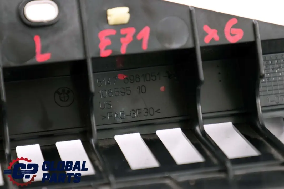 BMW X6 E71 Embellecedor Panel Barandilla Maletero Izquierdo Negro - SKU 6981051 - Número de pieza 6981051