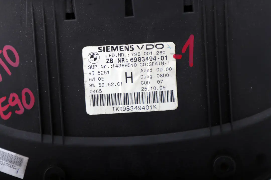 Instrument Cluster Speedo Clocks to BMW 3 X1 SERIES E84 E90 E91 LCI Petrol with Part number 6983494 BMW 3 X1 SERIES E84 E90 E91 LCI Petrol Instrument Cluster Speedo Clocks - SKU 6983494-1 - Part number 6983494