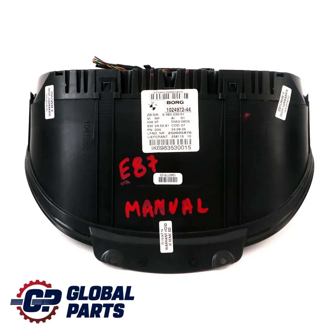 BMW 1 Series E87 130i N52 Instrument Cluster Speedo Clocks MPH Manual - SKU 6983530 - Part number 6983530