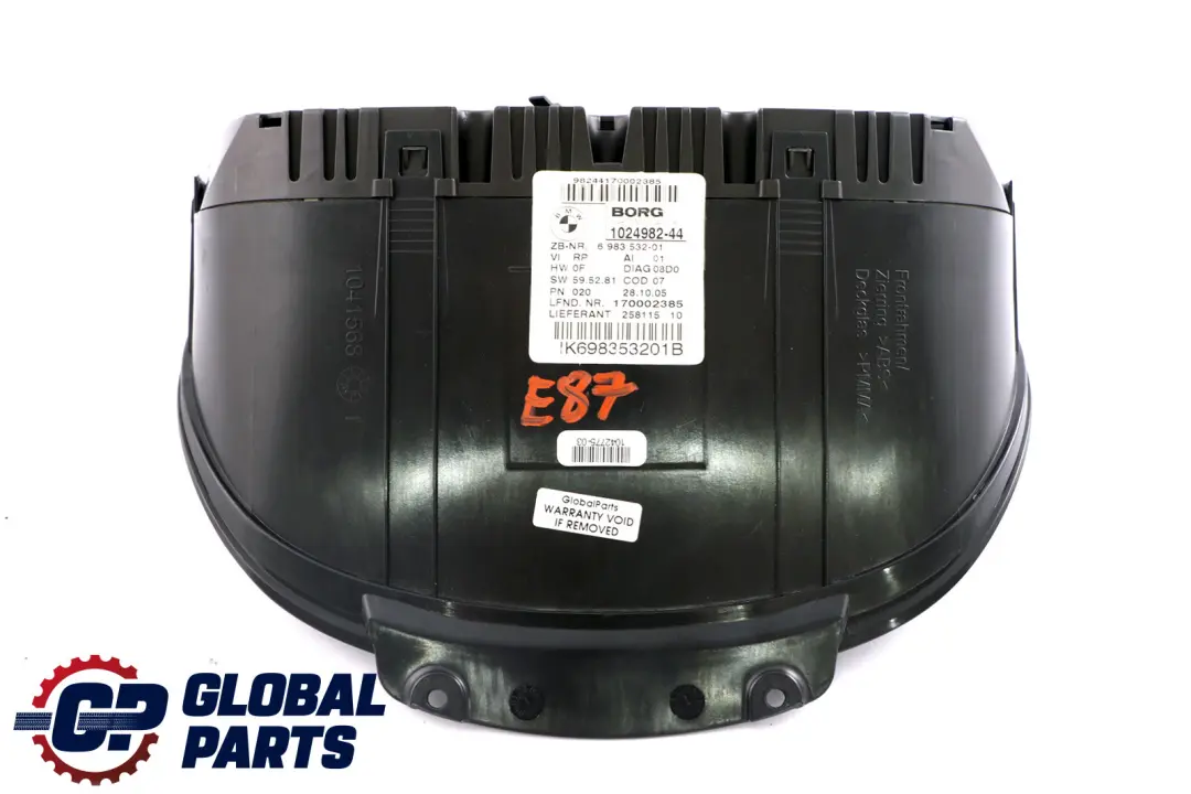 Instrument Cluster Speedo Clocks Manual to BMW 1 SERIES E81 E82 E87 Diesel with Part number 62106983532 BMW 1 SERIES E81 E82 E87 Diesel Instrument Cluster Speedo Clocks Manual - SKU 6983532 - Part number 62106983532