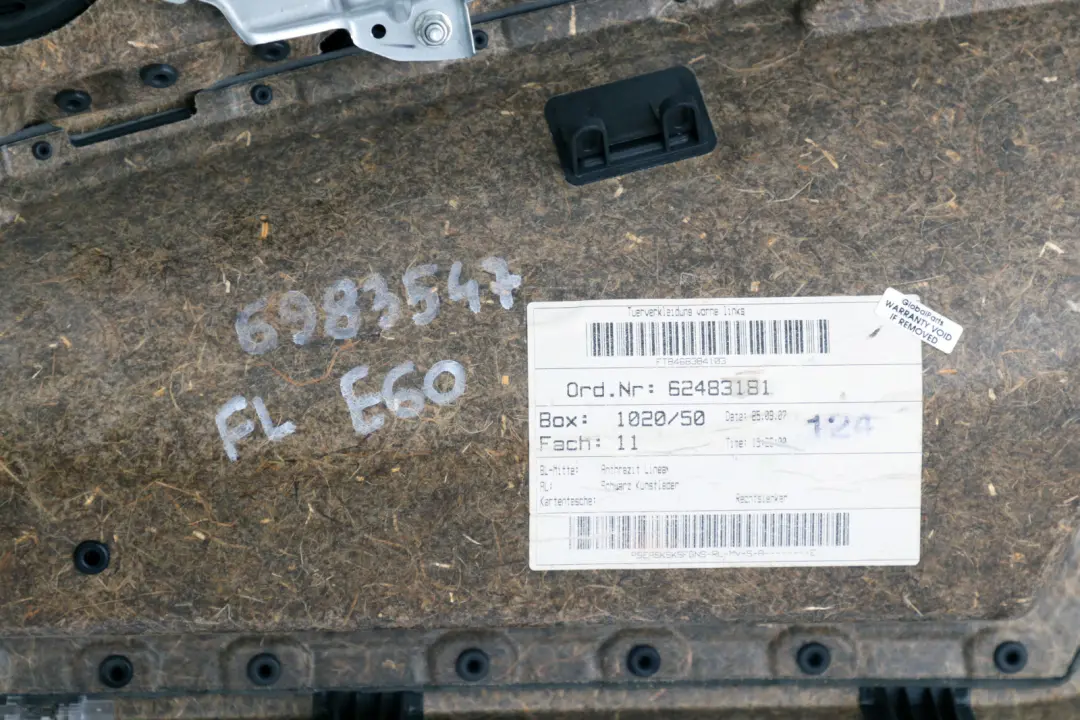 Front Left N/S Door Lining Card Trim Panel Fabric Cloth to BMW 5 Series E60 E61 LCI with Part number 6983547 BMW 5 Series E60 E61 LCI Front Left N/S Door Lining Card Trim Panel Fabric Cloth - SKU 6983547 - Part number 6983547