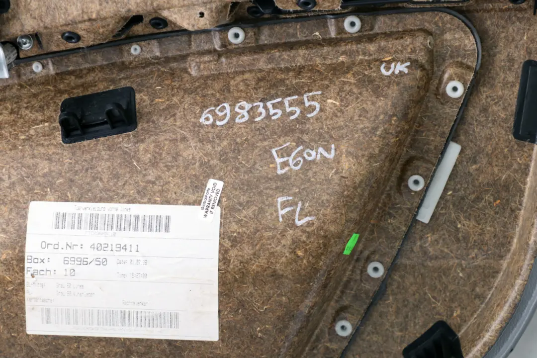 Front Left Door N/S Card Trim Panel Grey Cloth to BMW 5 Series E60 E61 LCI with Part number 6983555 BMW 5 Series E60 E61 LCI Front Left Door N/S Card Trim Panel Grey Cloth - SKU 6983555 - Part number 6983555