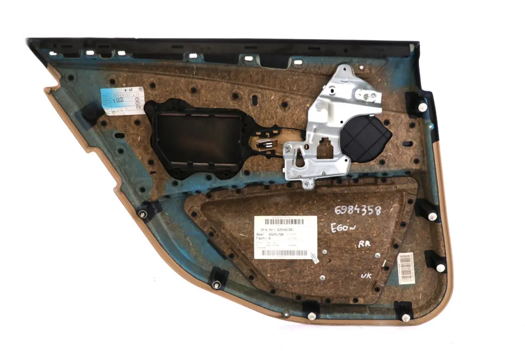 Right O/S Door Card Lining Cloth Panel Beige to BMW 5 Series E60 E61 LCI Rear with Part number 6984358 BMW 5 Series E60 E61 LCI Rear Right O/S Door Card Lining Cloth Panel Beige - SKU 6984358 - Part number 6984358