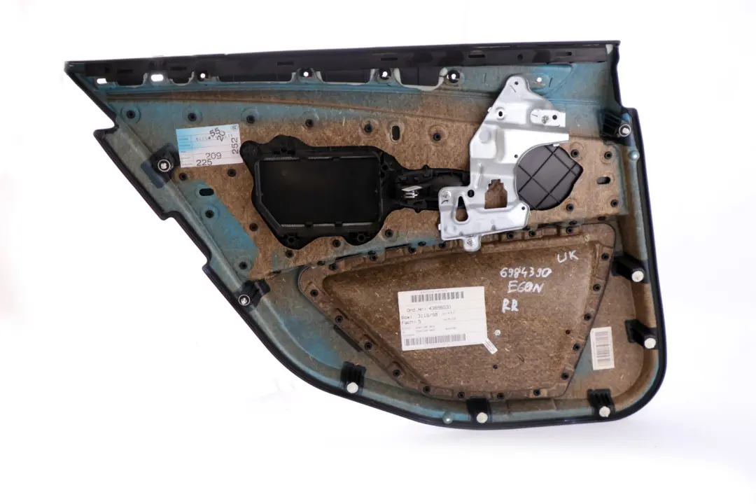 Right O/S Door Card Lining Leather Panel Black to BMW 5 Series E60 E61 LCI Rear with Part number 6984389 BMW 5 Series E60 E61 LCI Rear Right O/S Door Card Lining Leather Panel Black - SKU 6984390 - Part number 6984389