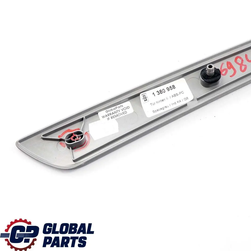 BMW 5 Series E60 E61 LCI 2 Decor Strip Trim Door Rear Left N/S High Gloss Grey - SKU 6984676-2 - Part number 6984675