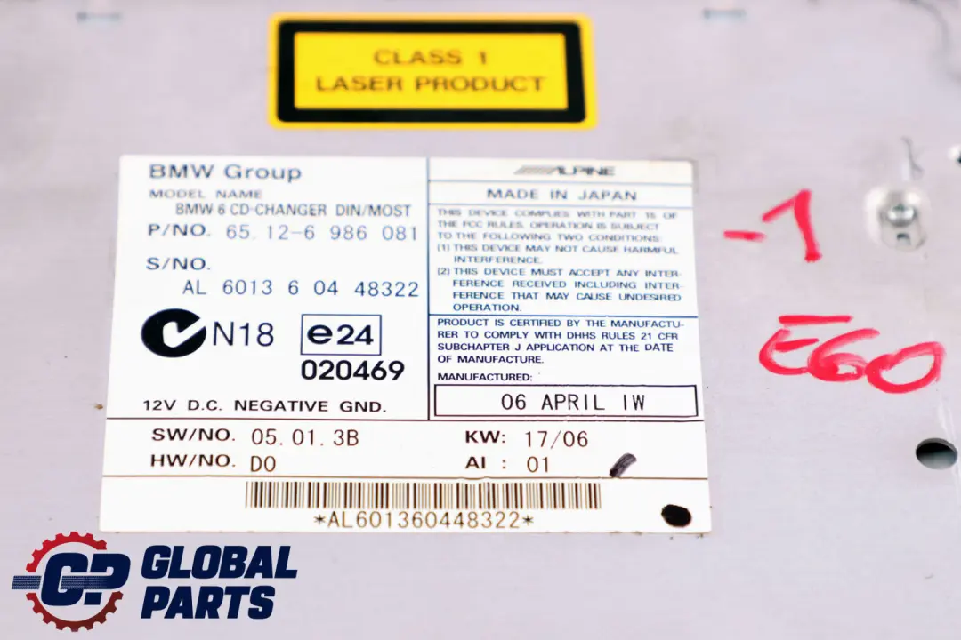 BMW 5 6er E60 E61 E63 6-fach CD-Wechsler ohne Magazin - SKU 6986081-1 - Teilenummer 6986081