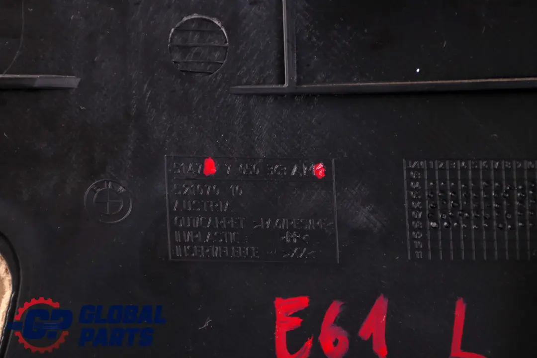 Panel Left N/S Trunk Boot Trim Piece Carpet Creambeige to BMW 5 Series E61 with Part number 6987035 BMW 5 Series E61 Panel Left N/S Trunk Boot Trim Piece Carpet Creambeige - SKU 6987035 - Part number 6987035