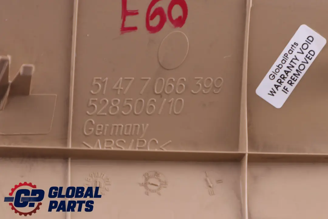 BMW E61 LCI Cubierta Panel Moldura Riel Maletero Izquierdo Beige Crema - SKU 6987049 - Número de pieza 6987049