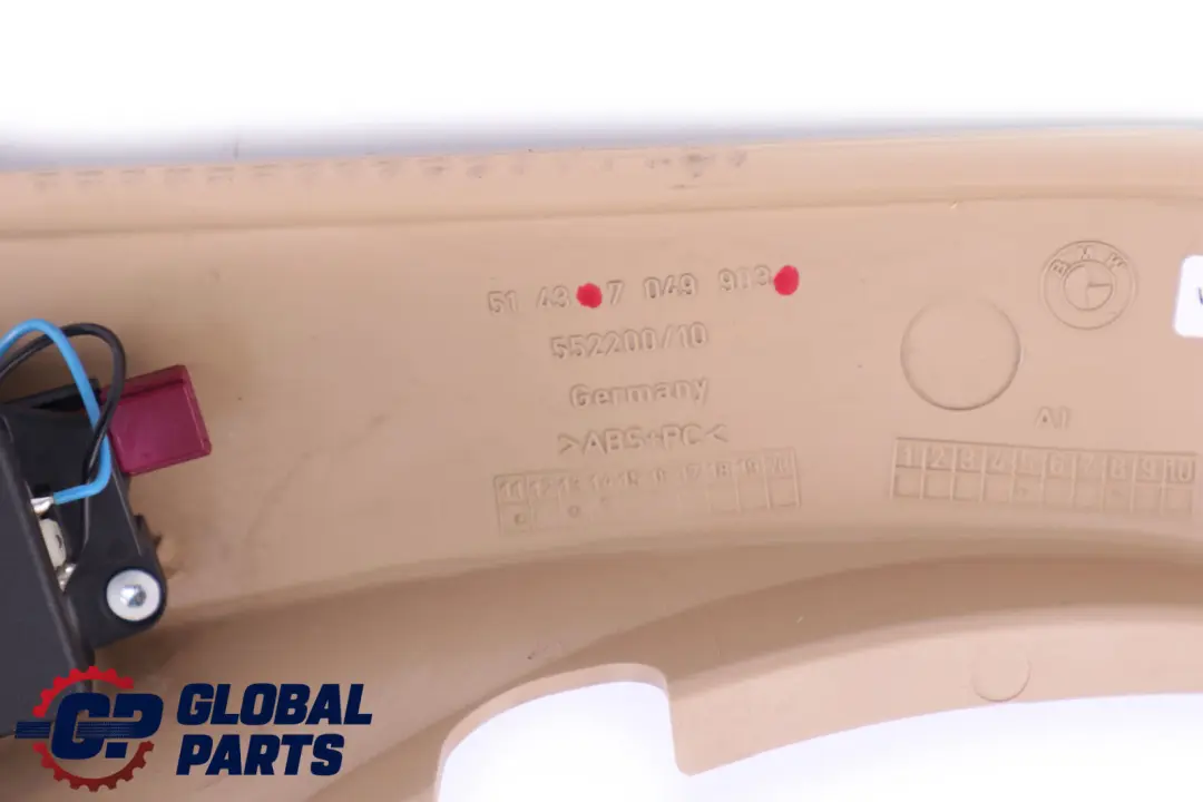 Trim Panel Column Cover Rear Left N/S Cremebeige 7049903 to BMW 5 Series E61 with Part number 6987123 BMW 5 Series E61 Trim Panel Column Cover Rear Left N/S Cremebeige 7049903 - SKU 6987123 - Part number 6987123